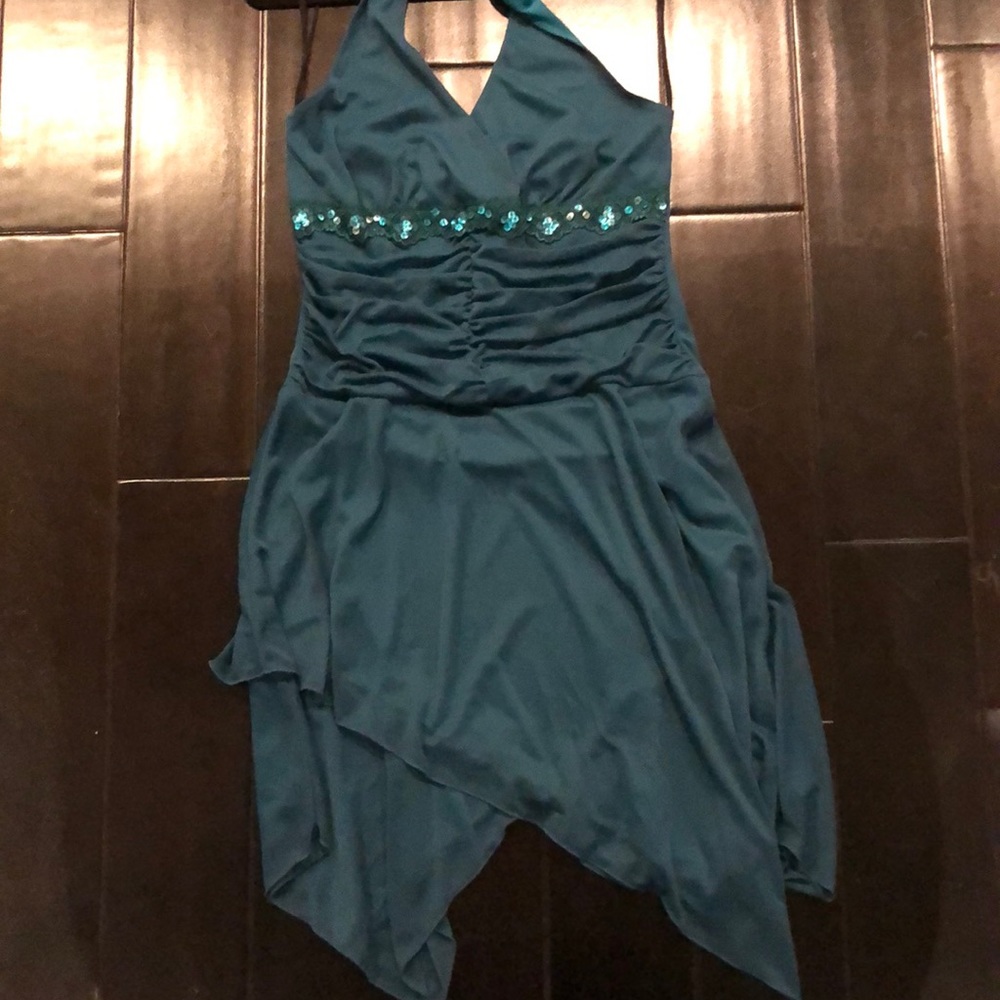 Teal halter party dress